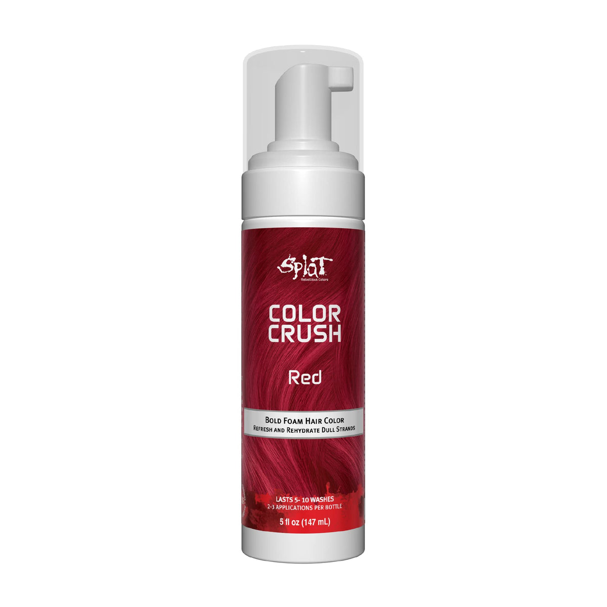 Splat Color Crush Bold Foam Hair Color, Red, 5 oz., Refresh Vivid Colors in Just 10 Minutes, Lasts Up to 10 Washes, Buildable Foam Hair Product, Vegan