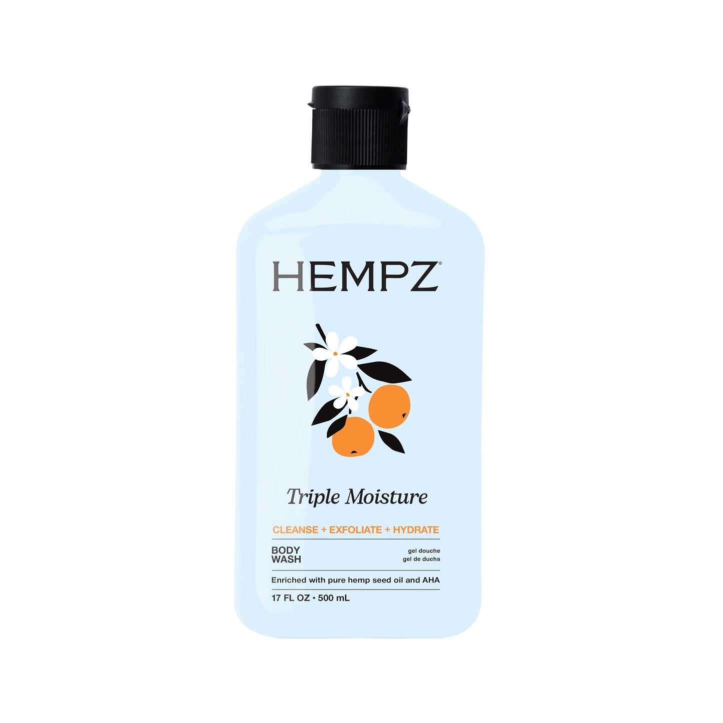 Hempz Triple Moisture Body Wash - Grapefruit & Peach - Hydrating for Sensitive Skin, Scented, Exfoliating with Shea Butter, Pure Hemp Seed Oil Beauty & Personal Care Hempz