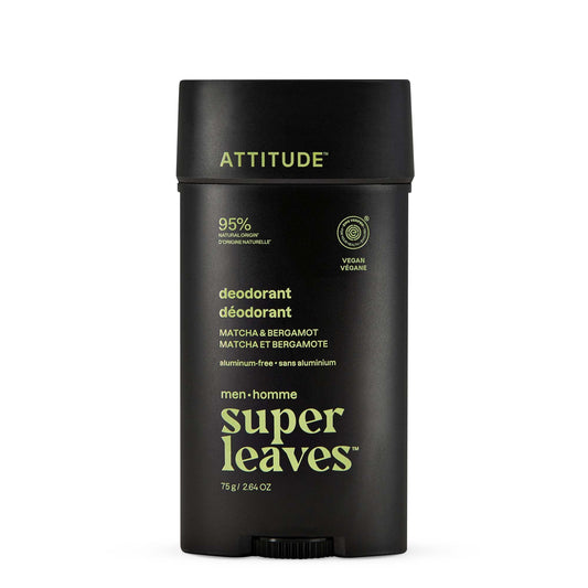 ATTITUDE Aluminum-Free Deodorant for Men, 95% Natural Origin Ingredients, EWG Verified, Plant Based Odor Control, With Baking Soda, Matcha & Bergamot Beauty and Personal Care ATTITUDE