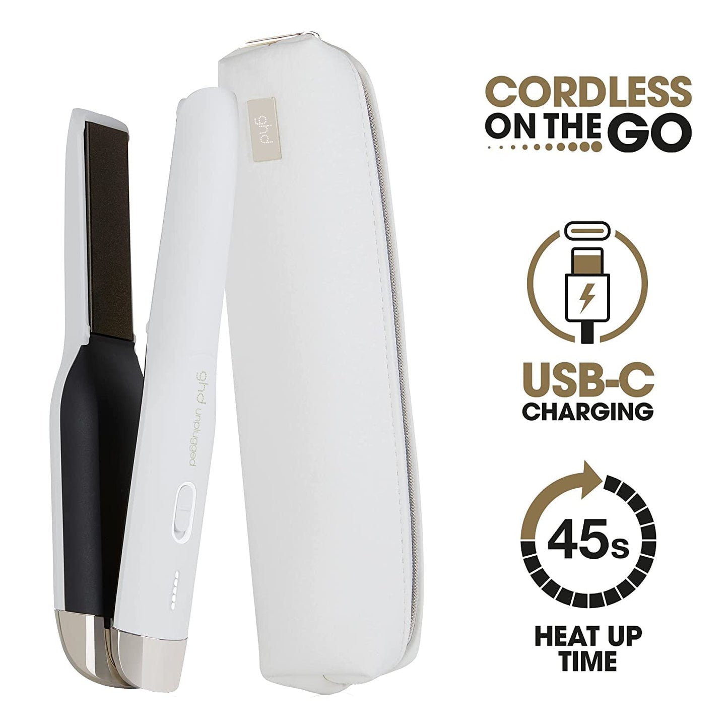ghd Unplugged Styler ? 1" Cordless Flat Iron Hair Straightener, Professional Travel Straightening Iron with Heat-Resistant Case, USB-C Charging Beauty & Personal Care ghd