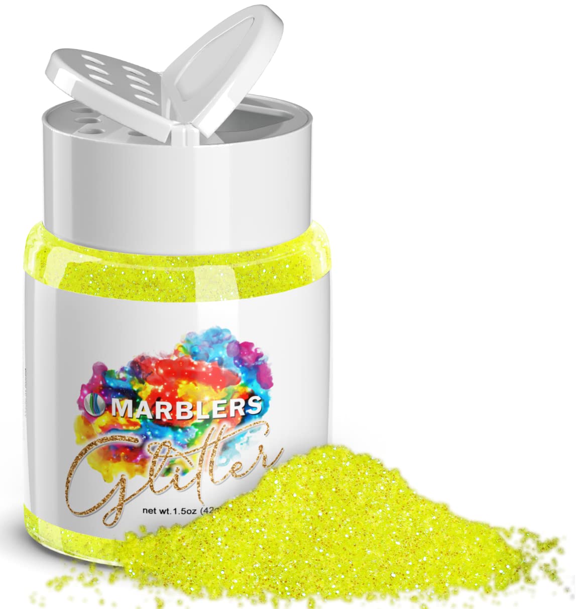 MARBLERS Holographic Glitter [Rainbow Yellow] 1.5oz (42g) | Fine | Non-Toxic, Vegan, Cruelty-Free | Face, Body, Eyeshadow, Hair, Festival, Party Beauty & Personal Care MARBLERS