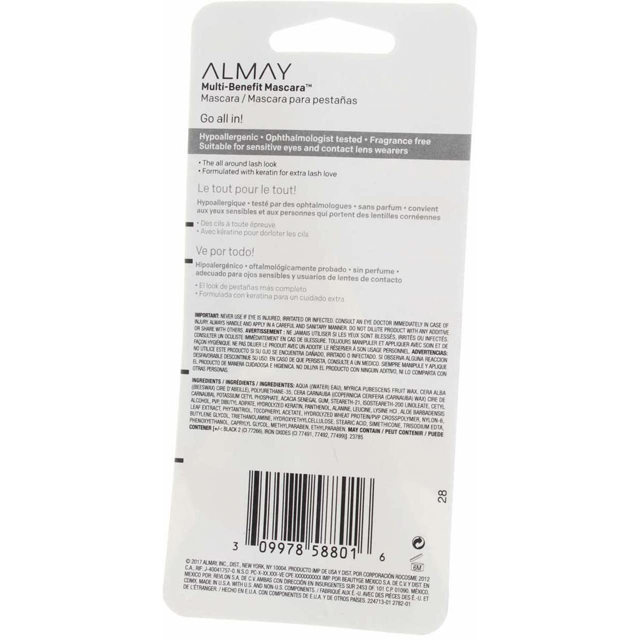 Almay One Coat Multi-Benefit Mascara, Blackest Black, 0.24 Fluid Ounce (Pack of 2) Beauty & Personal Care Almay
