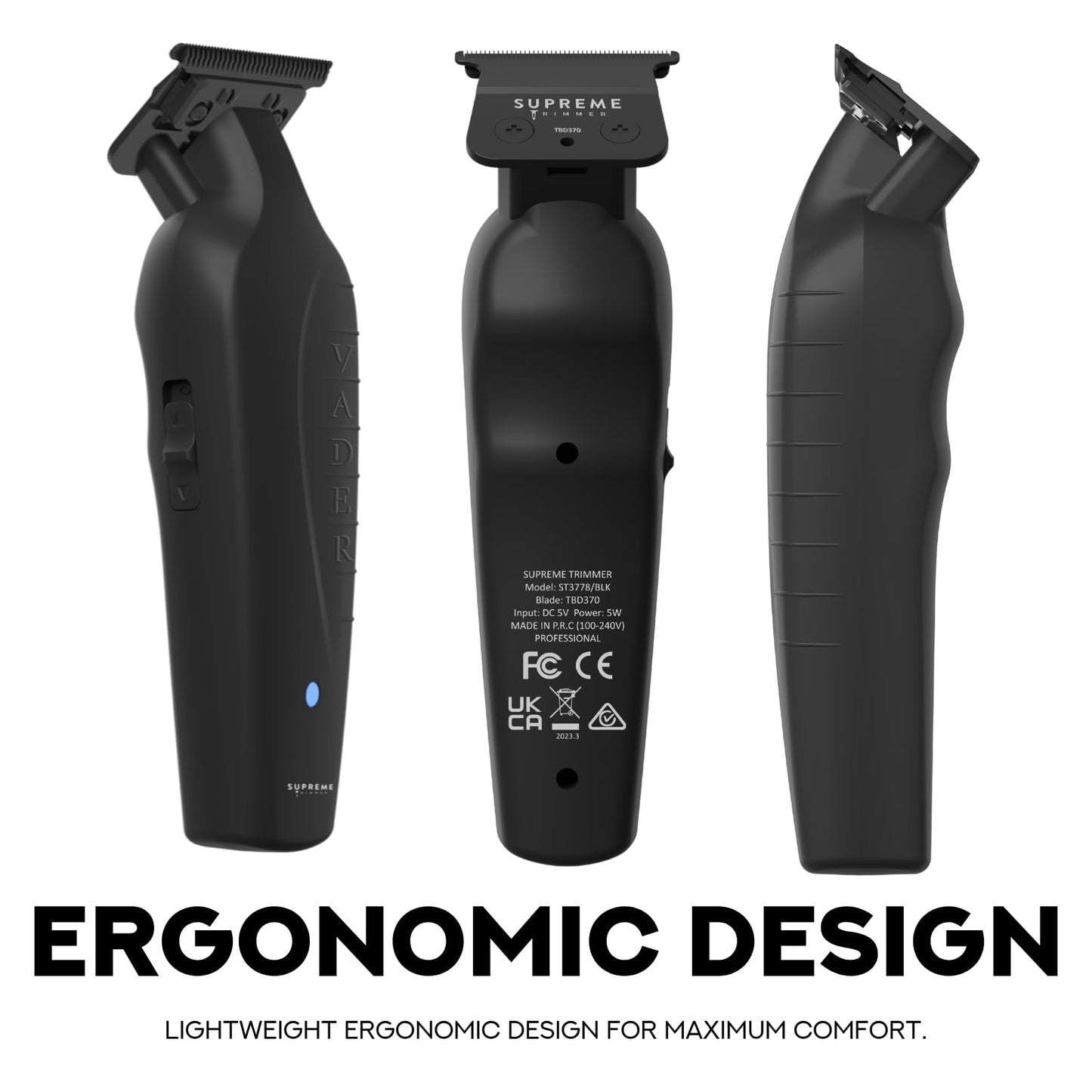 Supreme Trimmer Vader ST3778 - Professional Cordless Barber Liner - 210 Min Runtime, 7000 RPM Motor, Zero Gap DLC T-Blade, USB-C Fast Charging Beauty and Personal Care Supreme Trimmer
