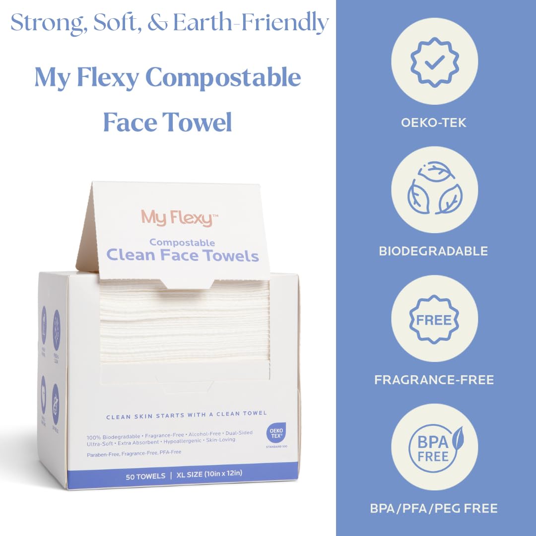 Disposable Biodegradable Face Towels XL for Skin Care & Makeup Remover Dry Wipes, Clean Facial Towel, Hypoallerganic Wash Cloth, Clean Face Towels Beauty & Personal Care My Flexy