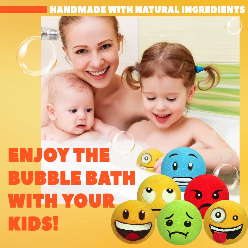 HZEX Large Emotion Face Bath Bombs Set of 6 - Fun Emoji-Inspired Spa Fizzies - Handmade with Shea Butter, Cocoa Butter & Essential Oils… Beauty & Personal Care HZEX