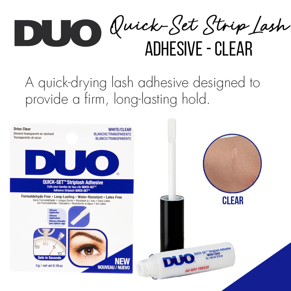 DUO Quick-Set Strong Hold Eyelash Lash Glue - White/Clear,Latex-Free,Waterproof,Fast Drying Strip Lash Adhesive 0.18 oz,(Pack of 4) Beauty and Personal Care DUO