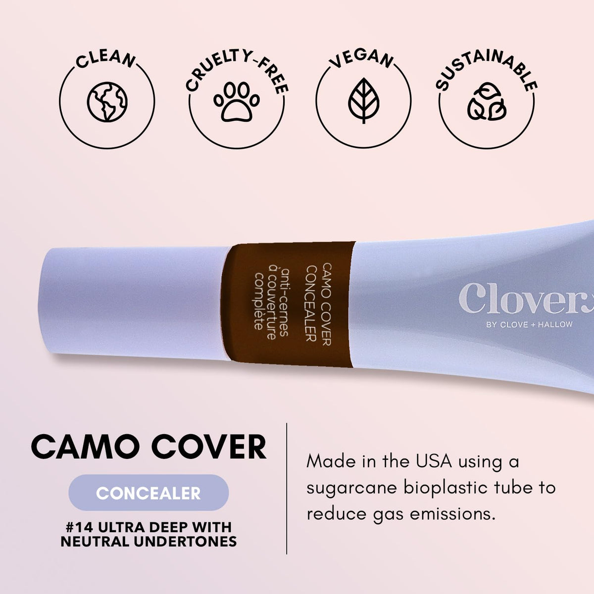 Clover by CLOVE + HALLOW Camo Cover Concealer, Shade 14 Beauty & Personal Care Clover