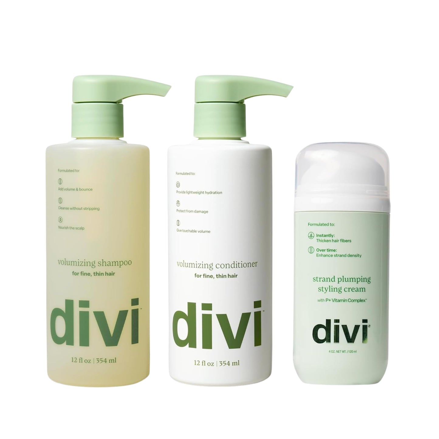 Divi Major Volume Bundle - Includes Volumizing Shampoo, Conditioner & Strand Plumper - Boosts Lift, Fullness & Body for Fine or Thinning Hair, 3 Piece Beauty & Personal Care divi