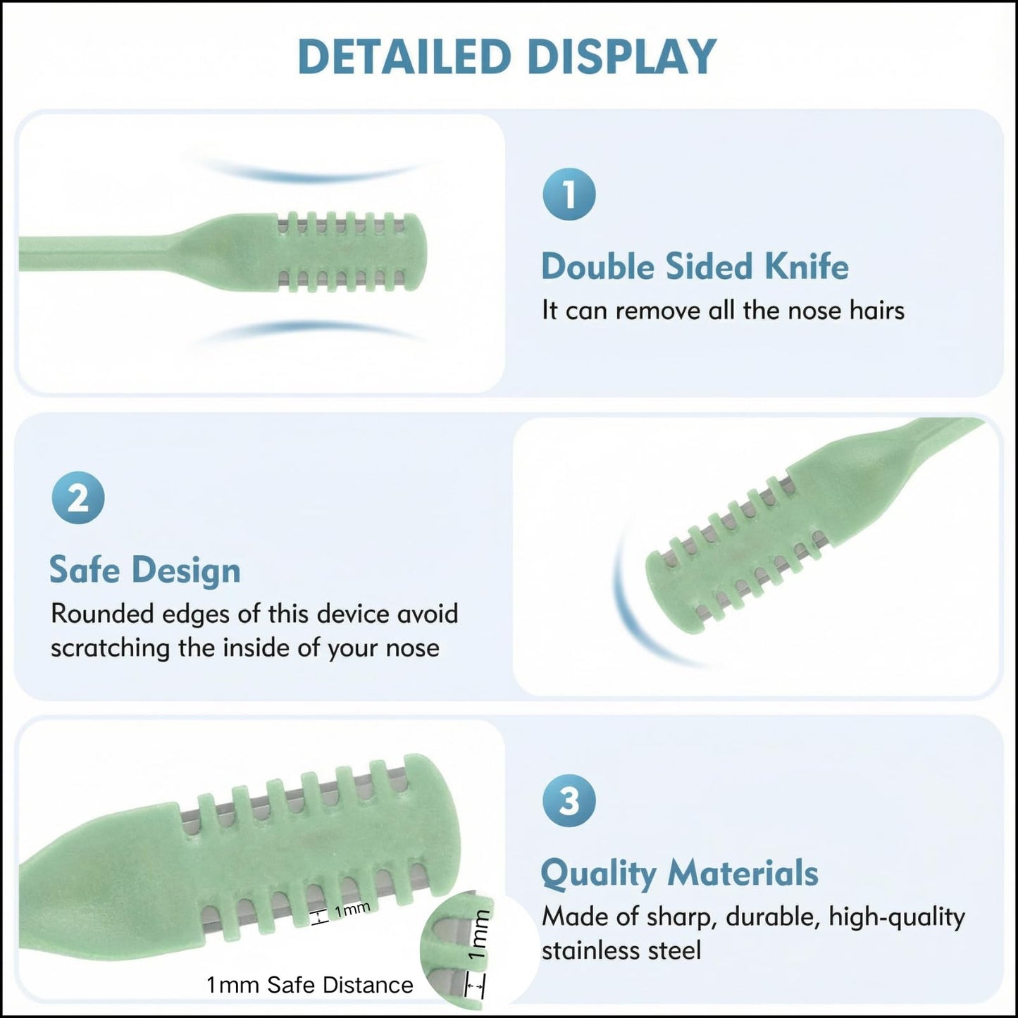 FSTGIA 4Pcs 2-in-1 Nose Hair Trimmer Nasal Hair Cutter 2025 Upgraded Double Sided + 2 Sizes Portable 360° Rotating Manual Nose Hair Remover Easy Beauty and Personal Care FSTGIA