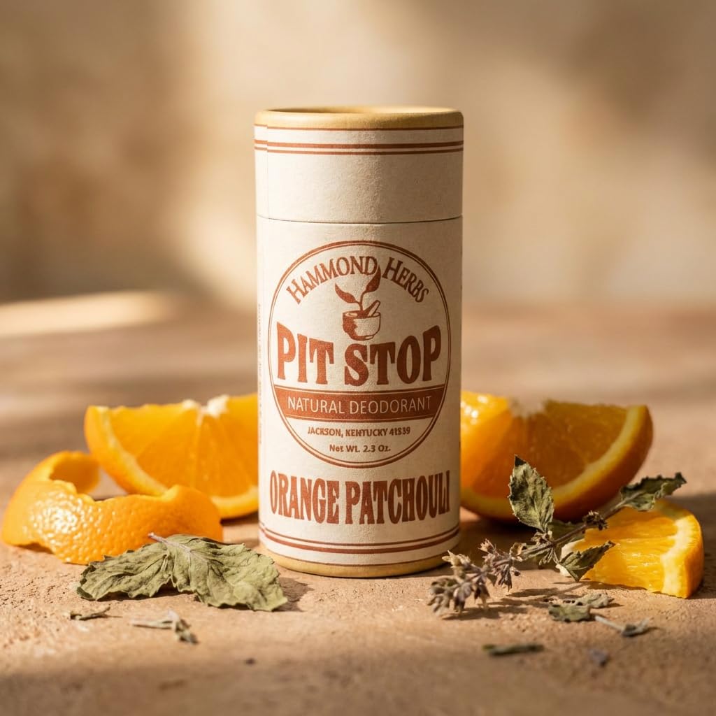 PIT STOP Deodorant - Aluminum-Free, Plastic-Free, All-Natural Odor Control, (Orange & Patchouli), 3-Pack Beauty and Personal Care Hammond Herbs