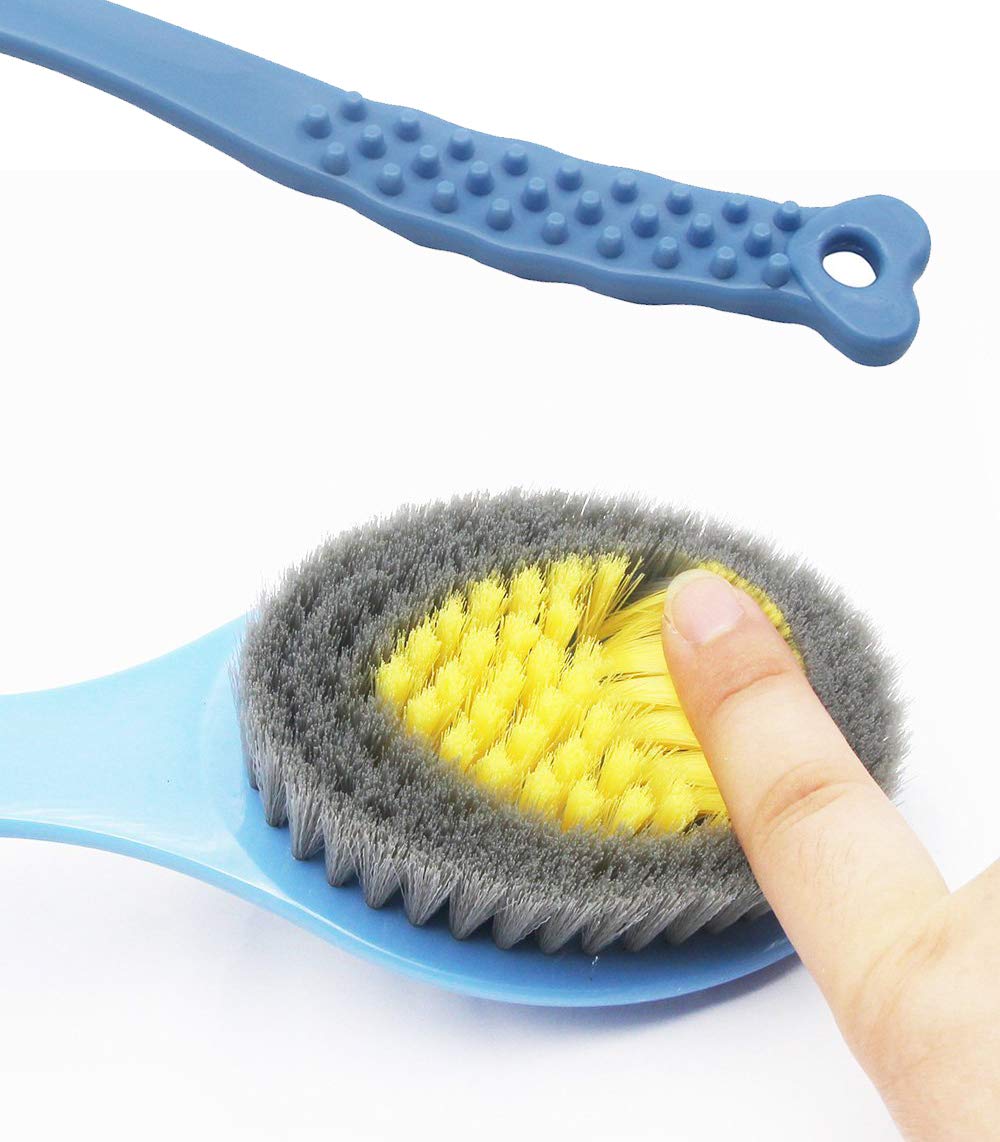 QiCheng&LYS Bath Brush with Long Handle, Handheld Body Massage Brush Shower Back Scrubber-14inch (Blue) Beauty & Personal Care QiCheng&LYS