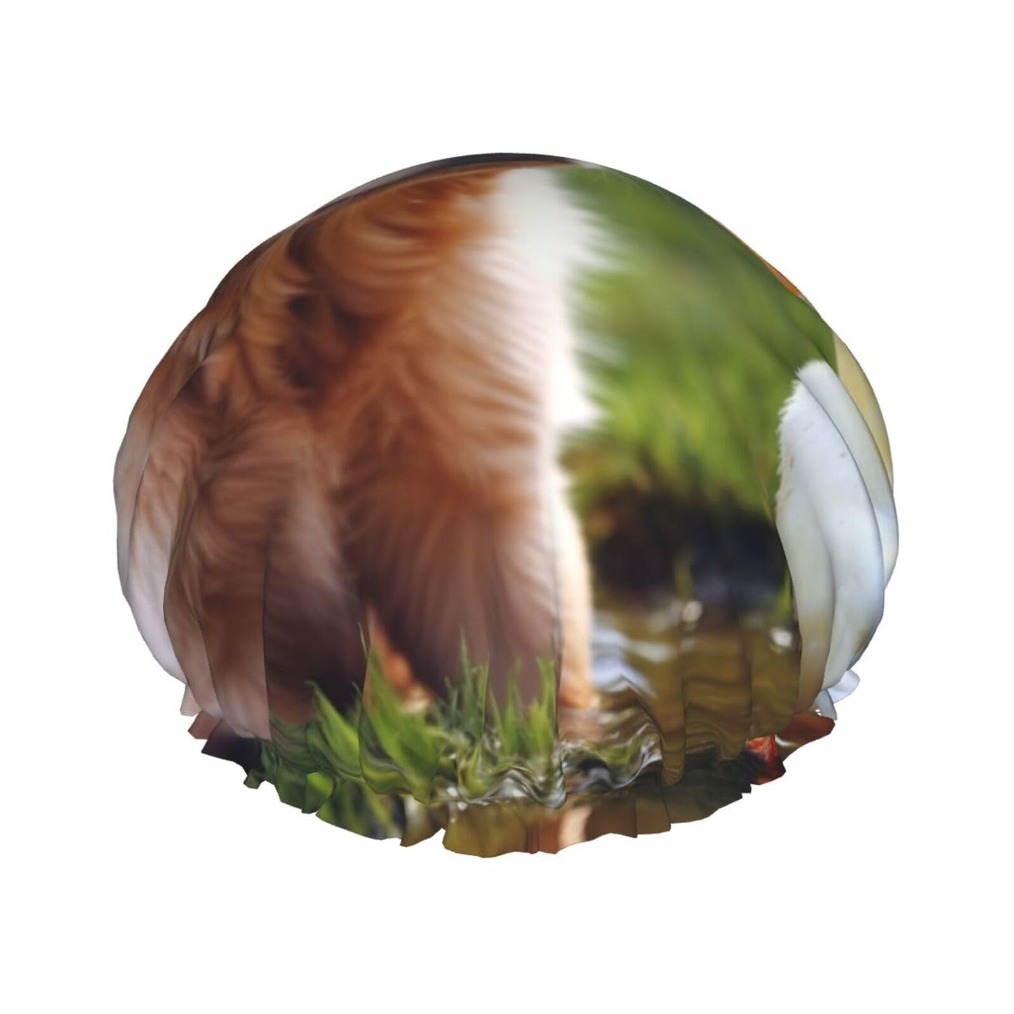 dog and a duck Shower Cap for Women Men Large Reusable Shower Bonnet Double-Layer Waterproof Bath Caps Elastic Band Hair Hat for All Hairstyles Beauty and Personal Care BWLHJKE