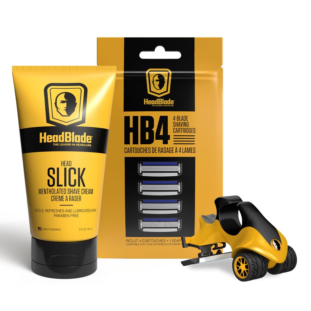 ATX Men's Head Shaving Basics Bundle with 5oz HeadSlick Cream, Razor, Blade Refills Beauty and Personal Care HeadBlade