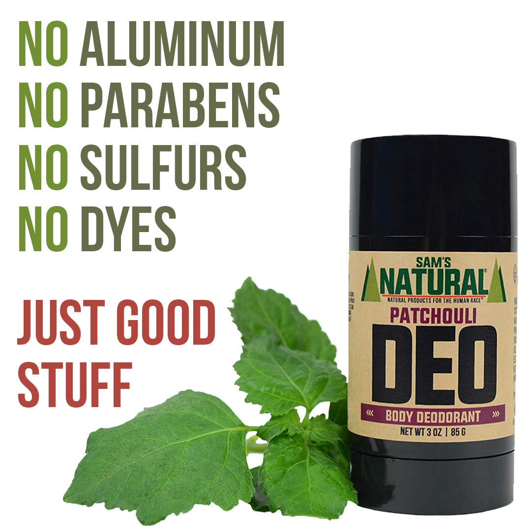 Sam’s Natural Deodorant - Patchouli - Holiday Gifts - Stocking Stuffers - Aluminum Free DEO - No phthalates, parabens, sulfates, or dyes - For Men Beauty and Personal Care Sam's Natural