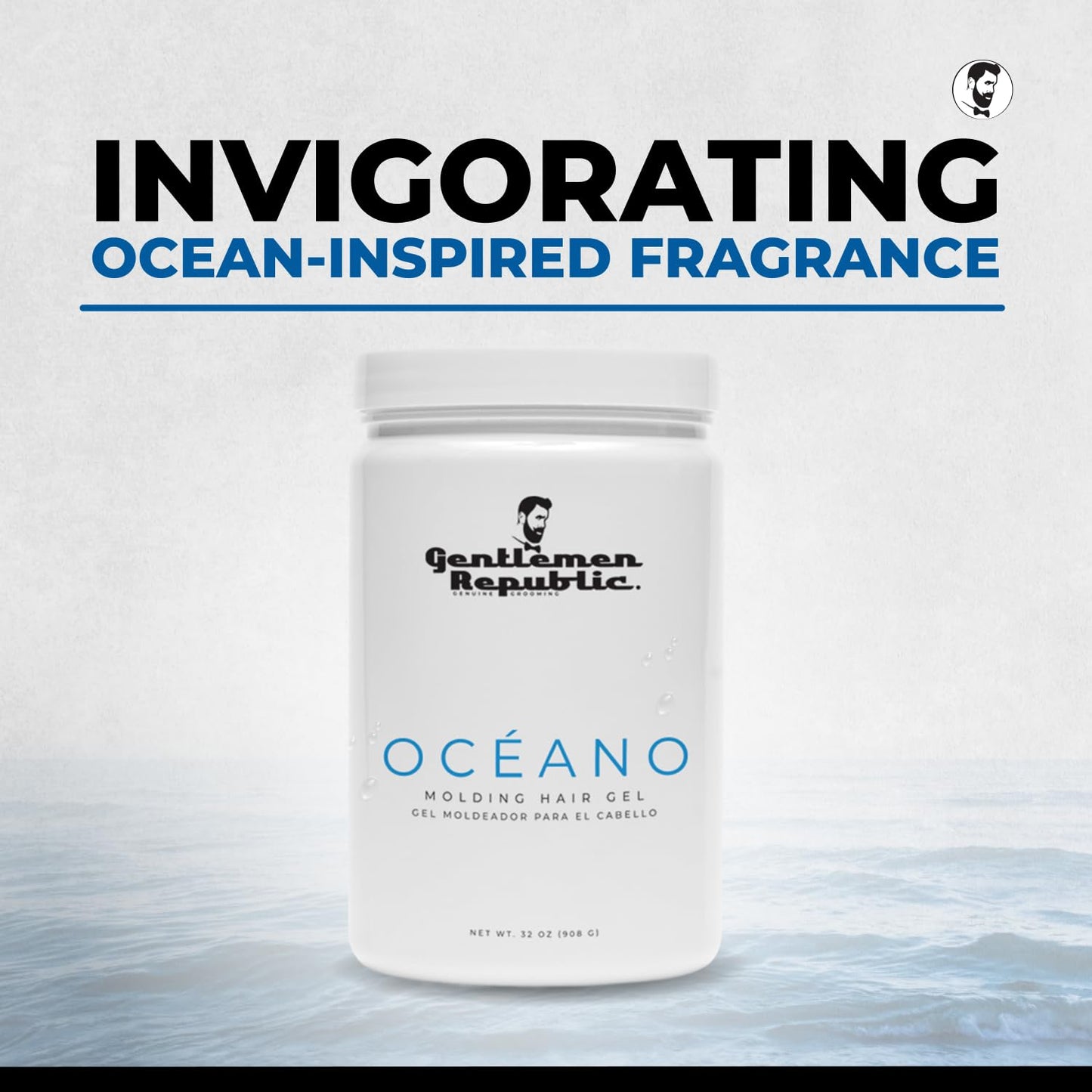 Gentlemen Republic Oceano Men's Hair Gel 64oz with Pump - Strong Touchable Hold and High Shine Styling Gel for Hair, 100% Alcohol-Free Professional Beauty & Personal Care Gentlemen Republic