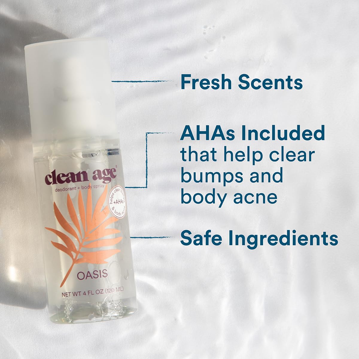 Clean Age - Aluminum Free Deodorant & Body Spray for Whole Body - Oasis 4oz - Clean Deodorant and Body Spray for Teen Boys and Girls - With AHA Fights Beauty and Personal Care CLEAN AGE