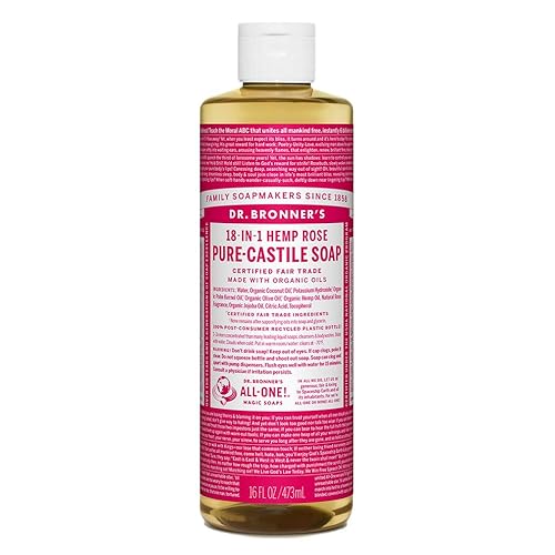 Dr. Bronner's - Pure-Castile Liquid Soap (Rose, 16 ounce) - Made with Organic Oils, 18-in-1 Uses: Face, Body, Hair, Laundry, Pets and Dishes Beauty & Personal Care Dr. Bronner's