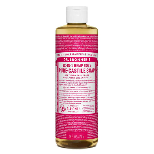 Dr. Bronner's - Pure-Castile Liquid Soap (Rose, 16 ounce) - Made with Organic Oils, 18-in-1 Uses: Face, Body, Hair, Laundry, Pets and Dishes Beauty & Personal Care Dr. Bronner's