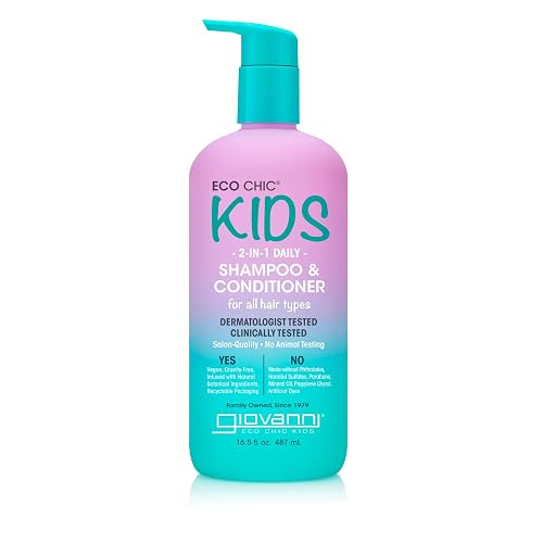 Eco Chic KIDs 2 In 1 Shampoo & Conditioner - Kids 2-in-1, for All Hair Types, Salon Quality, Lightweight & Hydrating, Gentle Formula, Vegan-Friendly Beauty & Personal Care GIOVANNI