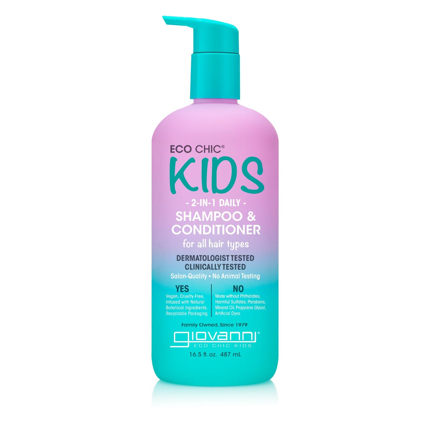 Eco Chic KIDs 2 In 1 Shampoo & Conditioner - Kids 2-in-1, for All Hair Types, Salon Quality, Lightweight & Hydrating, Gentle Formula, Vegan-Friendly Beauty & Personal Care GIOVANNI