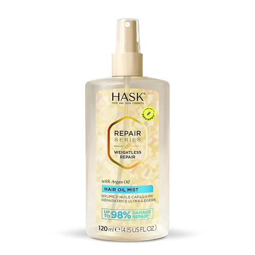HASK Repair Series Weightless Repair Hair Oil Mist | Repairs Damage, Lightweight Hydration, Adds Shine | Vegan, Cruelty Free, Color Safe Beauty & Personal Care HASK