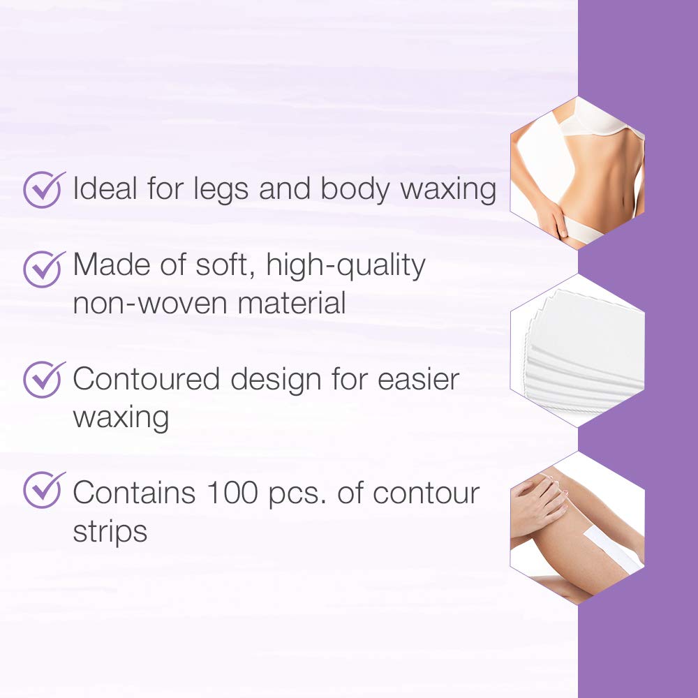Satin Smooth Ez Grip Non-Woven Wax Strips for Face & Body - Contour Facial Wax Strips Hair Removal, Waxing Strip for Women, 100 Ct X 2 Packs Beauty and Personal Care SATIN SMOOTH