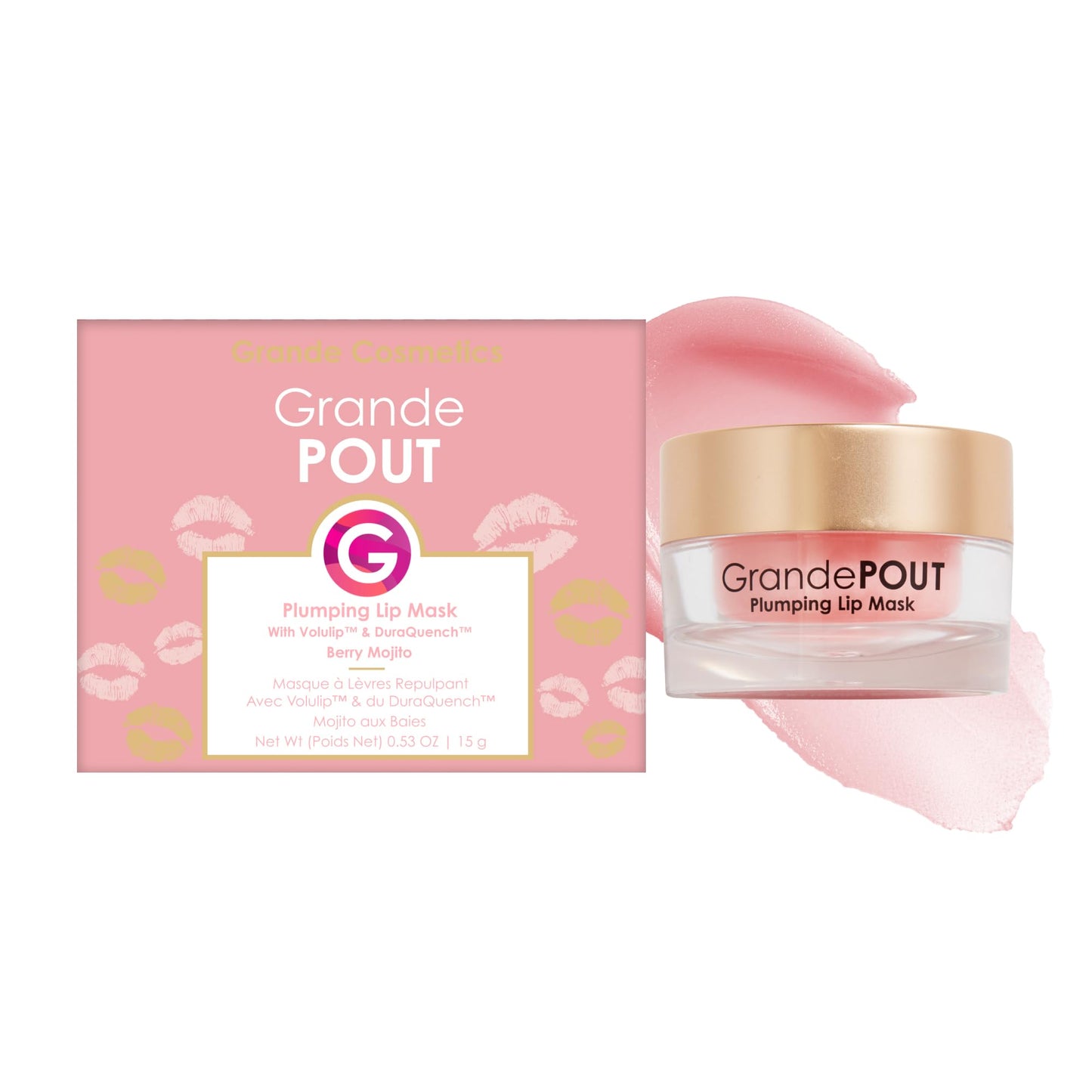 Grande Cosmetics GrandePOUT Plumping Lip Mask - for Hydrated, Fuller-Looking Lips - Berry Mojito (0.53 oz) Beauty & Personal Care Grande Cosmetics