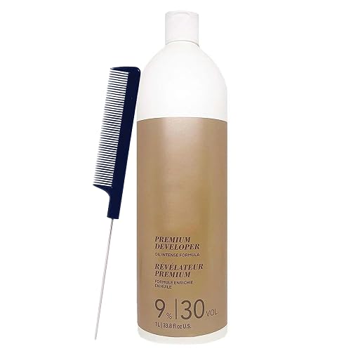Blonde Me Developer 9% / 30 Volume 33.8 oz with Pin Tail Comb - Professional Hair Developer for High Lift Bleaching and Color Services Beauty & Personal Care M Hair Designs