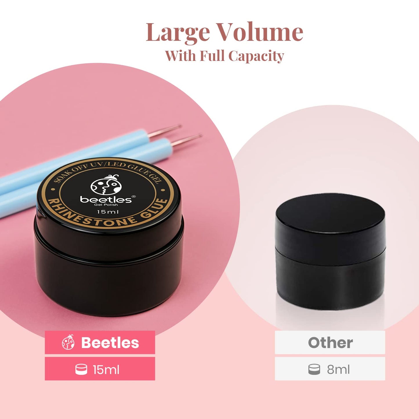 Beetles Rhinestone Glue for Nails with 2 Dual Purpose Brush Pen, 1Pcs 15ml Beauty and Personal Care beetles Gel Polish