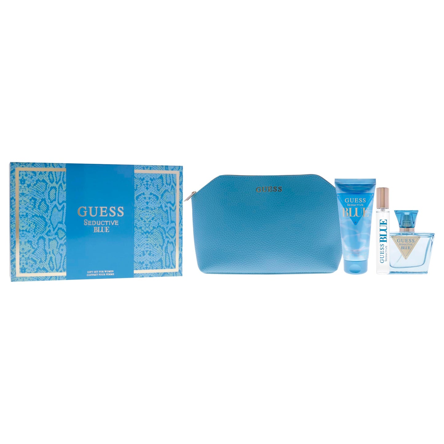Guess Seductive Blue by Guess for Women - 4 Pc Gift Set 2.5oz EDT Spray, 3.4oz Body Lotion, 0.5oz EDT Spray, Pouch Beauty & Personal Care GUESS
