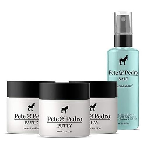 Pete & Pedro CORE FOUR HAIR KIT - Men's Hairstlying Best Of Set | Hair Clay, Paste, Putty, & Sea Salt Spray | As Seen on Shark Tank, 2 oz. Each Beauty & Personal Care Pete & Pedro