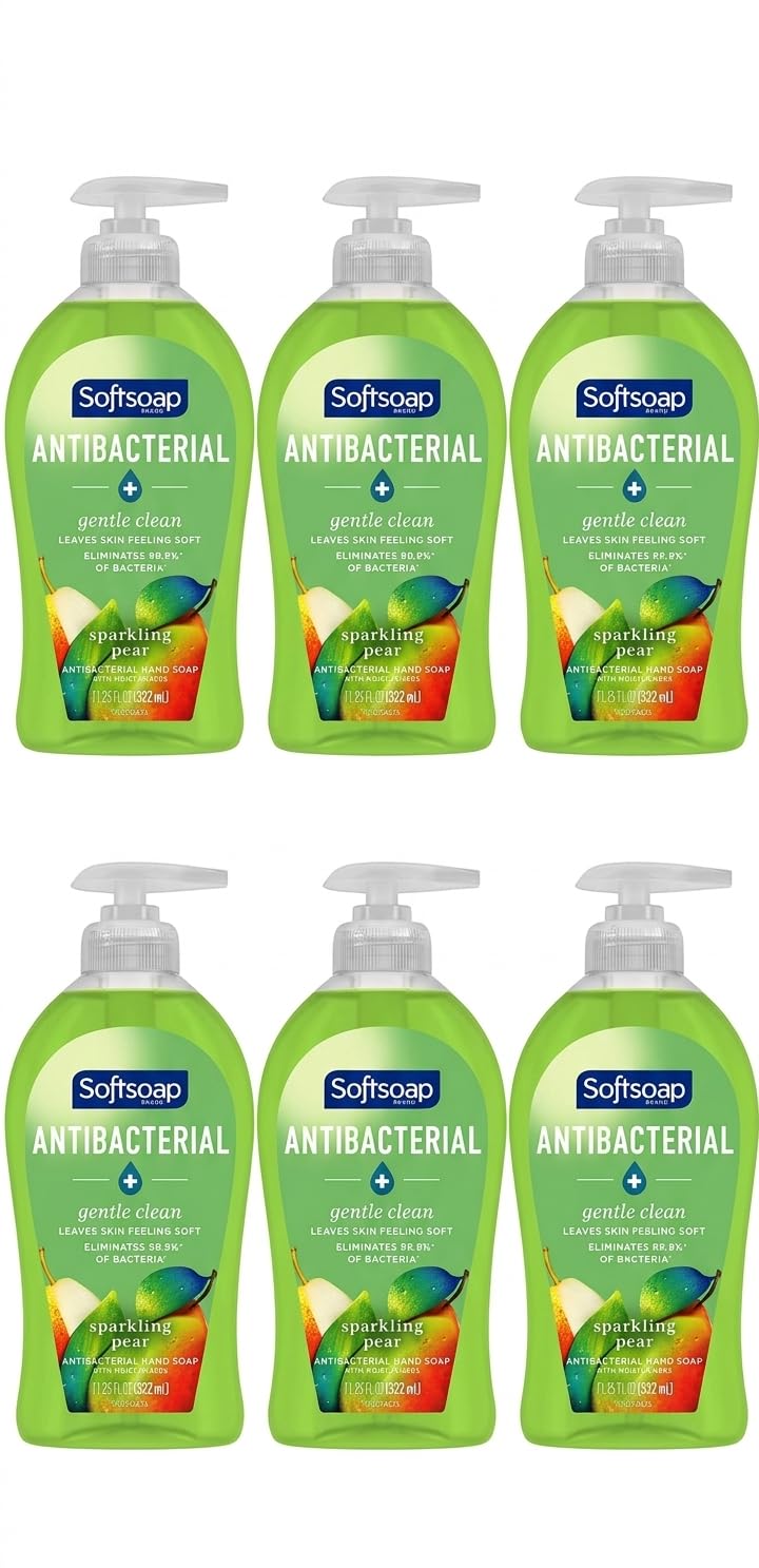 Softsoap Antibacterial Liquid Hand Soap Pump, Sparkling Pear Scent, Gentle Clean Formula, 11.25 fl oz (Pack of 6) Beauty & Personal Care Softsoap