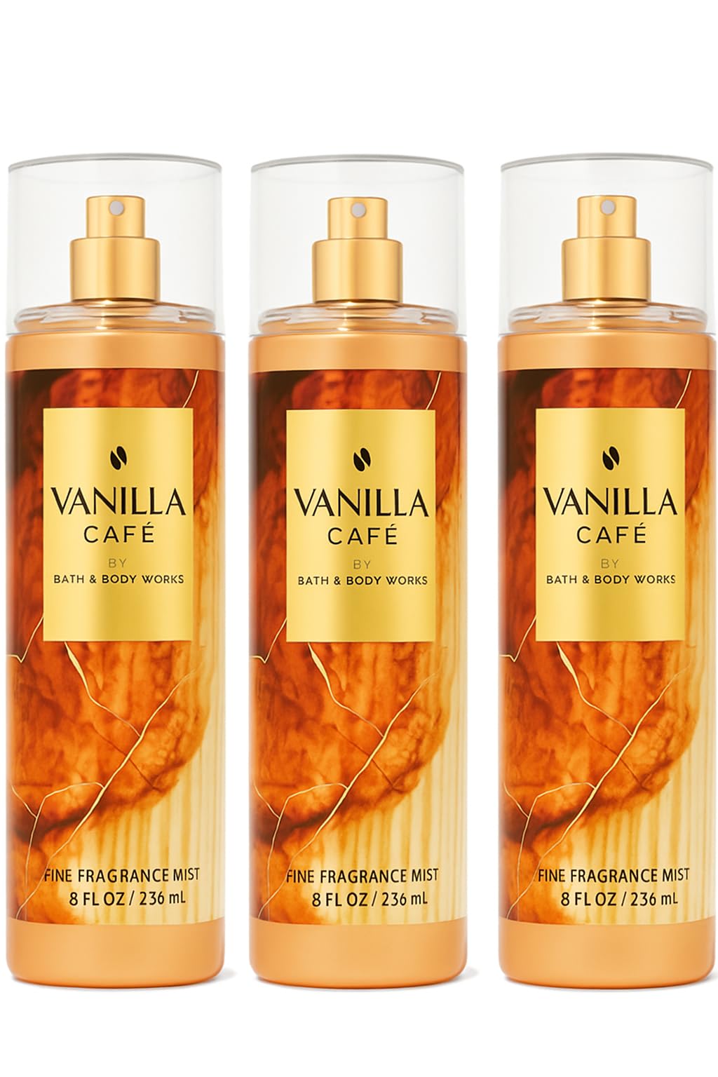 Bath & Body Works Vanilla Café Fine Fragrance Mist - 3 Pack, 8 fl oz Each | Warm Vanilla, Coffee & Creamy Musk Scent Beauty & Personal Care Bath & Body Works
