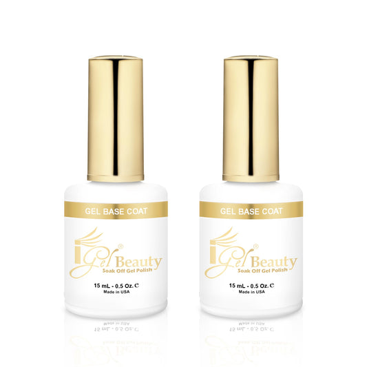 iGel Beauty Gel Base Coat - 2 Pack, Soak-Off UV/LED Gel Polish Base, Long-Lasting Adhesion, Chip-Resistant Foundation for Gel Nails, 0.5 oz (15mL)