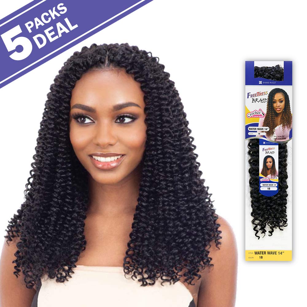 MULTI PACK DEALS! FreeTress Crochet Braids Water wave 14" (5-PACK, 1B)