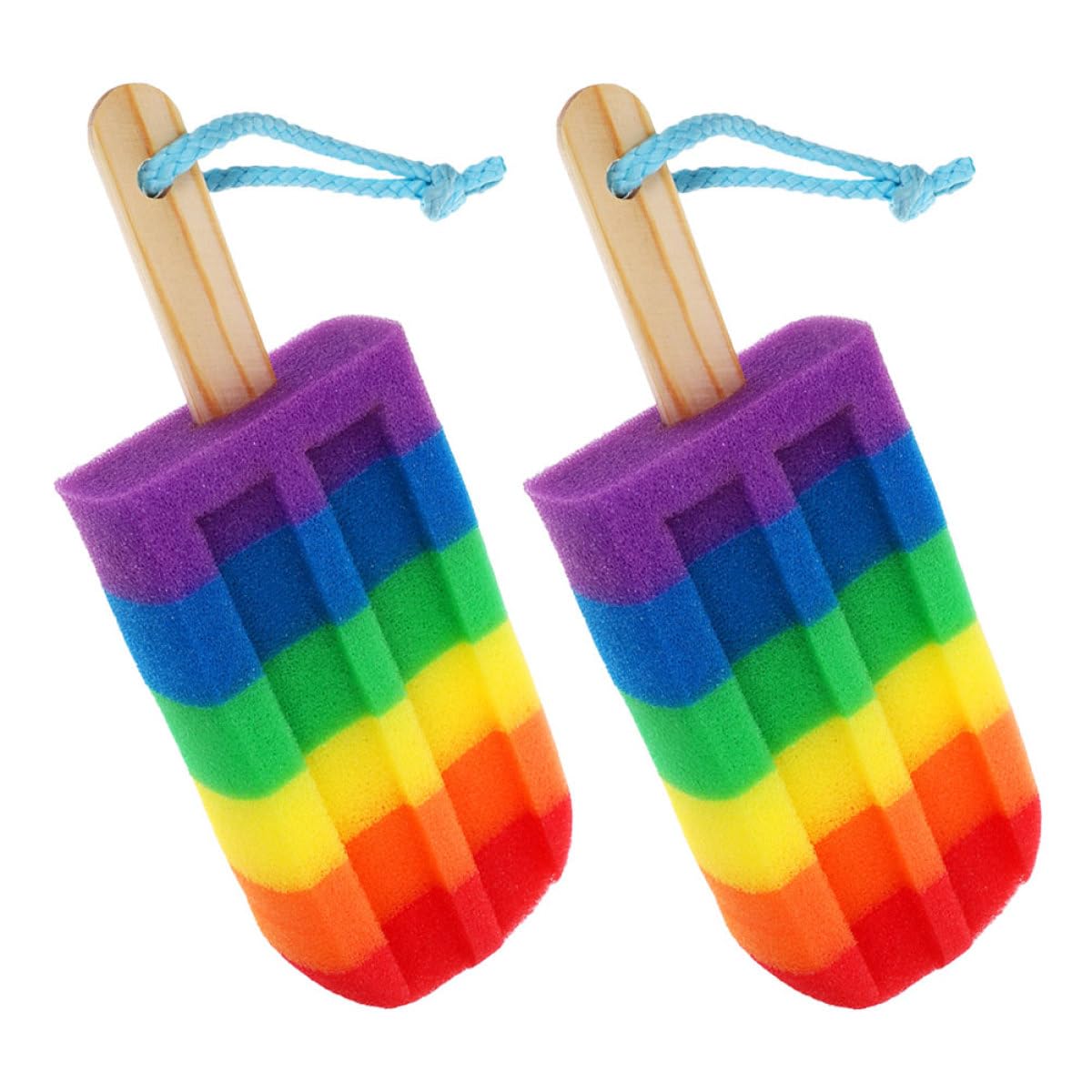 SOESFOUFU Colorful Ice Cream Shaped Bath Sponge 2Pcs Rainbow Soft Body Scrubber Exfoliating Shower Loofah for and Women Bathing Cleaning Beauty and Personal Care SOESFOUFU