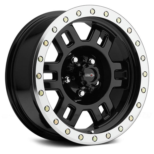 VISION 398 Manx Gloss Black Machined Lip 17X8.5 Beauty & Personal Care Vision
