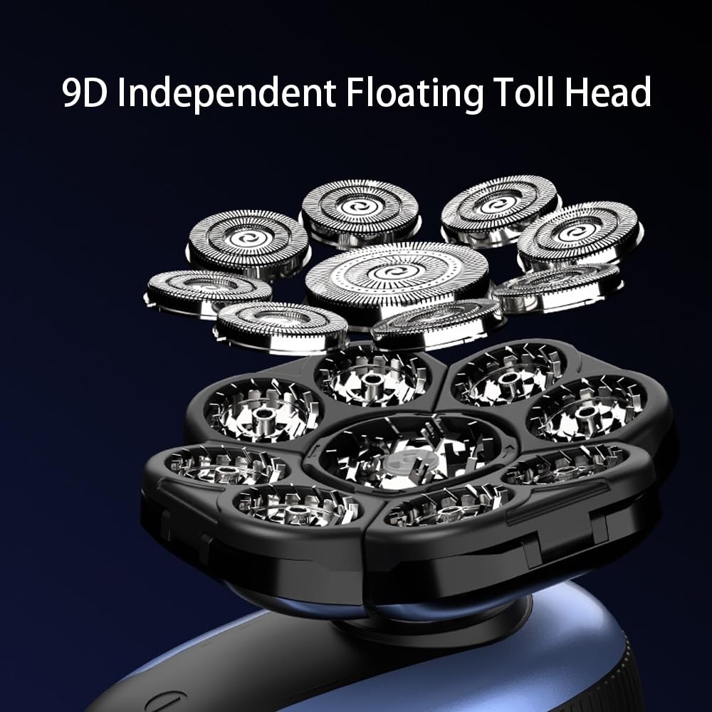 Head Shavers for Bald Men, 6 In 1 Electric Shavers For Bald Men Razor Upgraded 9D Floating Cutter Grooming Head Shaver Wet And Dry Cordless Trimmer Beauty and Personal Care EKHOU
