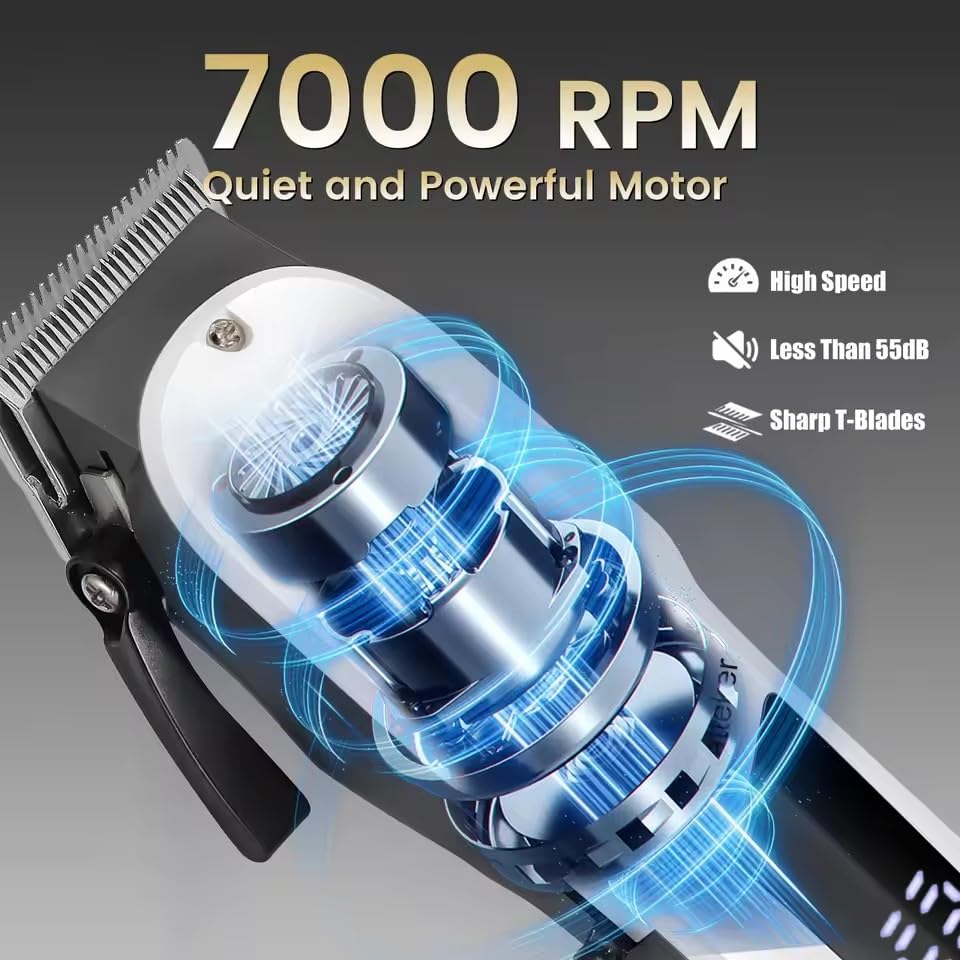 QDKVTNDJZ Electric Hair Trimmer Professional Salon High Power Clippers with 4 Combs Home Use Beard Razor Pusher USB Charging 7000RPM Beauty and Personal Care QDKVTNDJZ