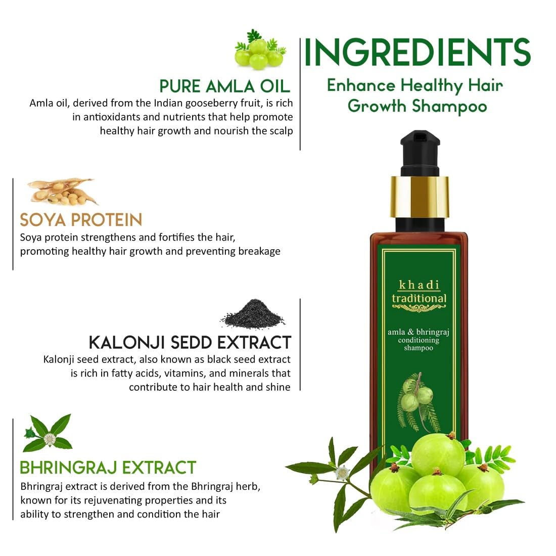 Khadi Traditional Natural Hair Care Shampoo Set, Coconut Milk, Amla & Bhringraj, Honey & Almond, With Herbal Extracts (Amla & Bhringraj) Beauty & Personal Care Khadi Traditional