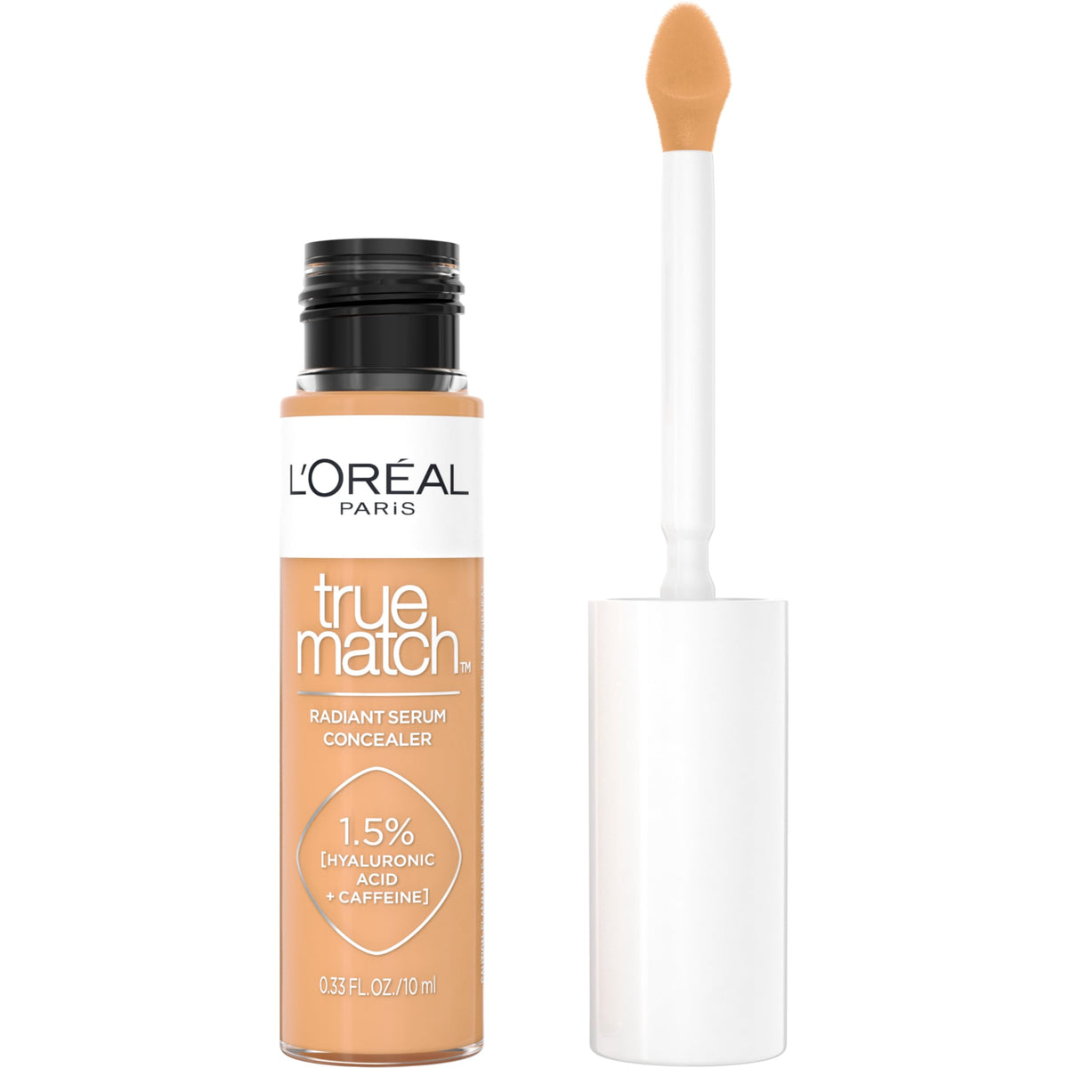 L'Oreal Paris True Match Radiant Serum Concealer, Brightening Under Eye Concealer Make Up with 1.5% Hyaluronic Acid and Caffeine, W7, 0.33 Oz