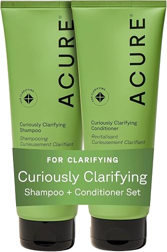 Acure Curiously Clarifying Shampoo and Conditioner Set - Daily Deep Cleansing & Hydrating Set for Women & Men, Detox for Oily Hair & Scalp Build Up Beauty & Personal Care Acure