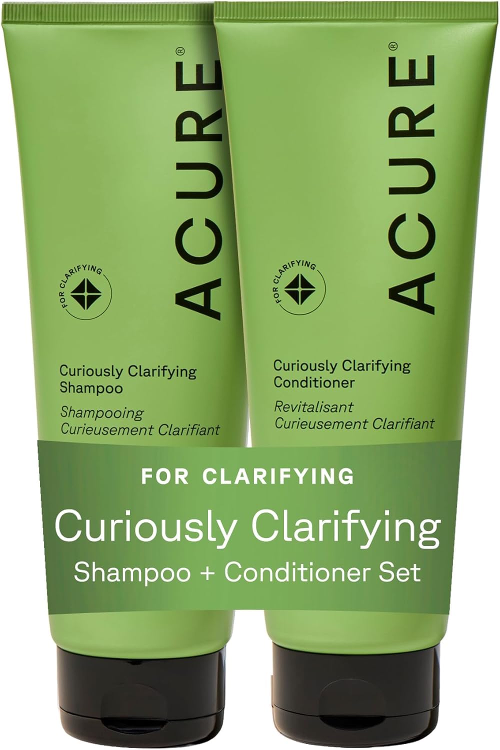 Acure Curiously Clarifying Shampoo and Conditioner Set - Daily Deep Cleansing & Hydrating Set for Women & Men, Detox for Oily Hair & Scalp Build Up Beauty & Personal Care Acure
