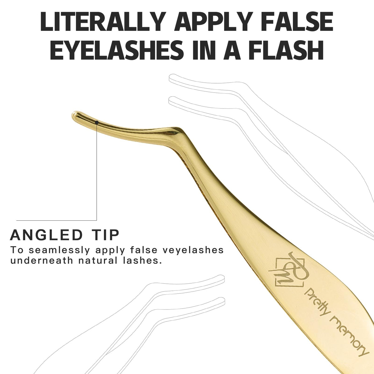 Pretty memory DIY Eyelash Applicator Tool, Curved Eyelash Tweezers for False Lashes, Lash Applicator for Easy Lashes Application and Removal, Gold Beauty & Personal Care Pretty memory