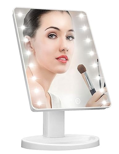 KOOKIN Lighted Vanity Makeup Mirror 16 Led Lights 180 Degree Rotation Lighted Mirror Touch Screen Adjusted Brightness Desk Mirrors USB Dual Supply Beauty & Personal Care KOOKIN