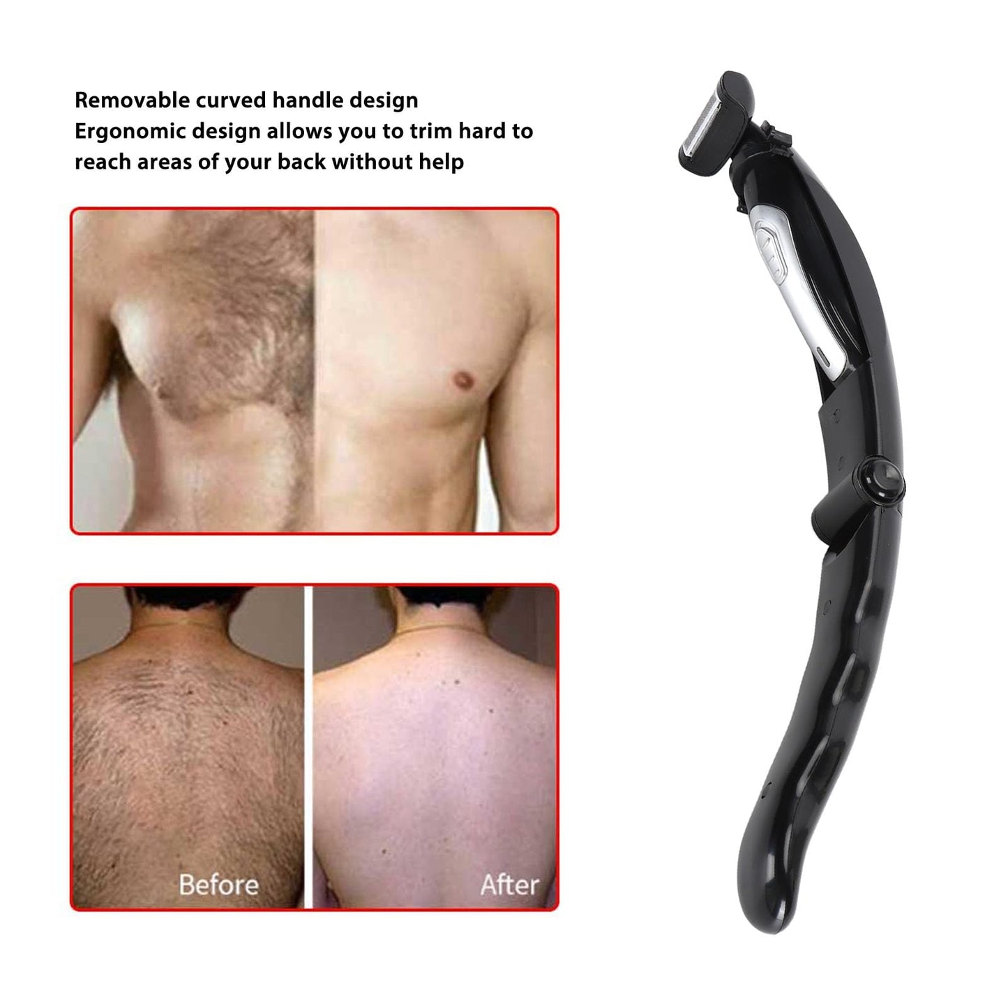 Men Back Trimmer, Wet and Dry Use Men Back Groomer, Extreme Reach Handle and, USB Rechargeable Beauty and Personal Care VBESTLIFE