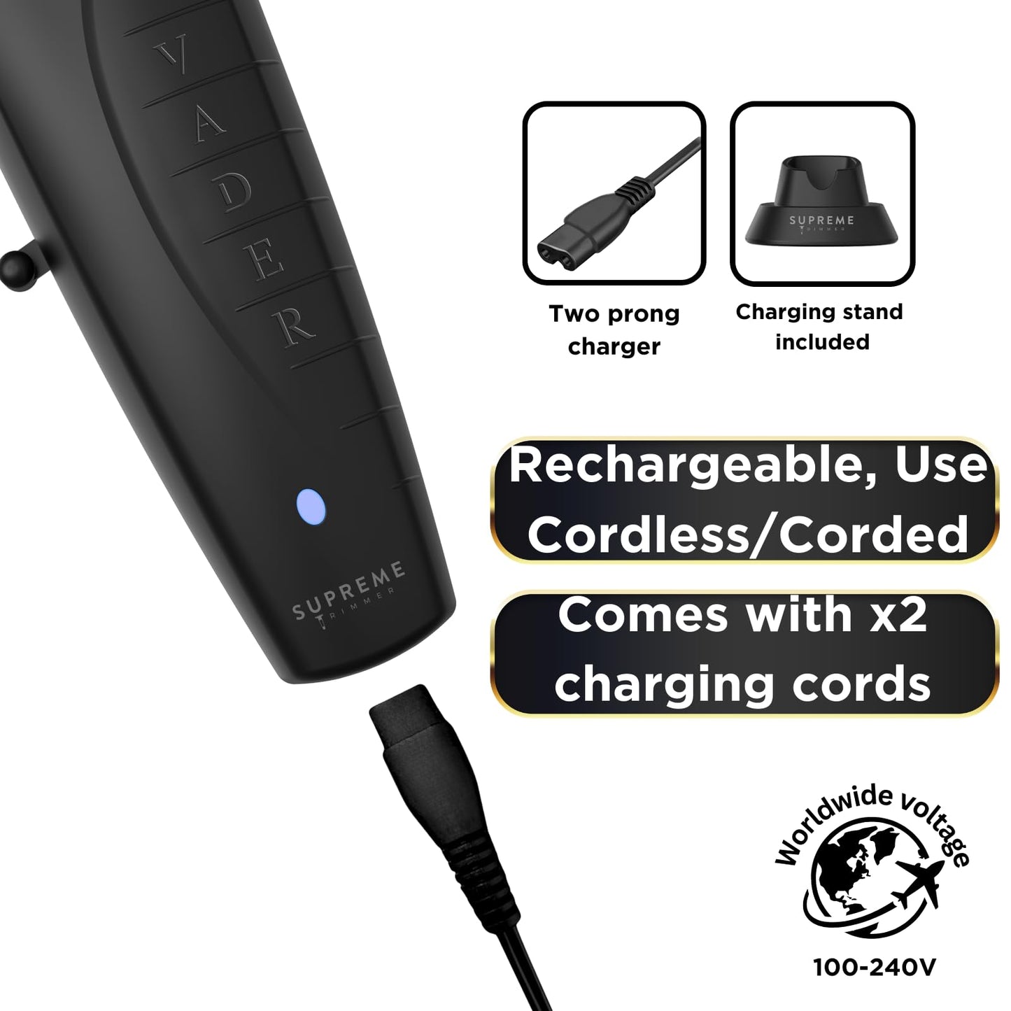 Supreme Trimmer Vader Clipper with DLC Taper Blade STC5098 - 210 Min Run Time 7500 RPM Hair Trimmer - Professional Brushless Motor Barber Clipper Beauty and Personal Care Supreme Trimmer