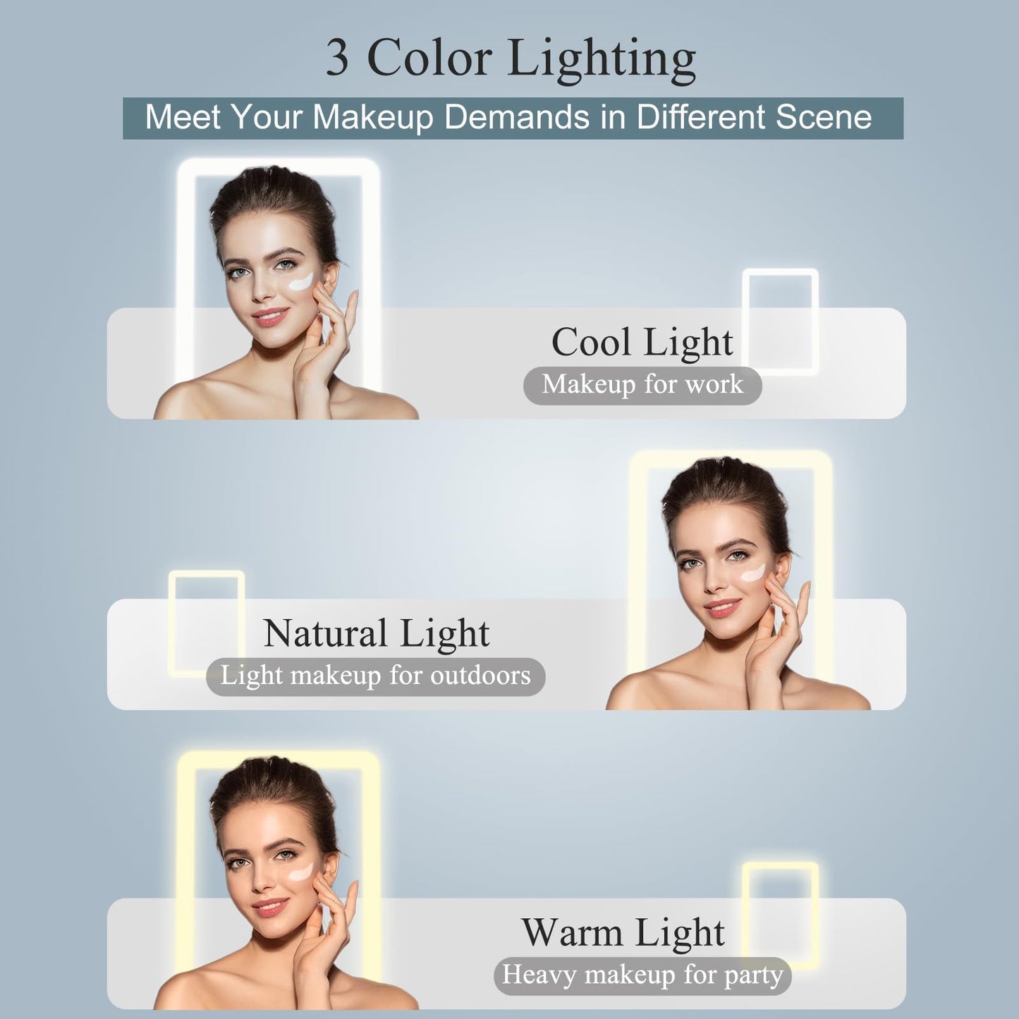 FUNTOUCH Rechargeable Travel Makeup Mirror with 72 Led Lights, Portable Lighted Beauty Mirror, 3 Color Lighting, Dimmable Touch Screen, Tabletop LED Beauty & Personal Care FUNTOUCH