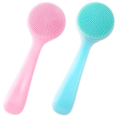 HINZIC 2 Pack Silicone Manual Facial Cleansing Brush, Skin Friendly Waterproof Face Cleaning Scrubber Exfoliator Cleanser for Blackheads Whiteheads Beauty & Personal Care HINZIC