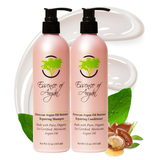 Essence of Argan Moroccan Argan Oil Shampoo and Conditioner Set - Sulfate & Paraben Free, Volumizing and Hydrating Organic Hair Care for Smooth Beauty & Personal Care Essence Of Argan
